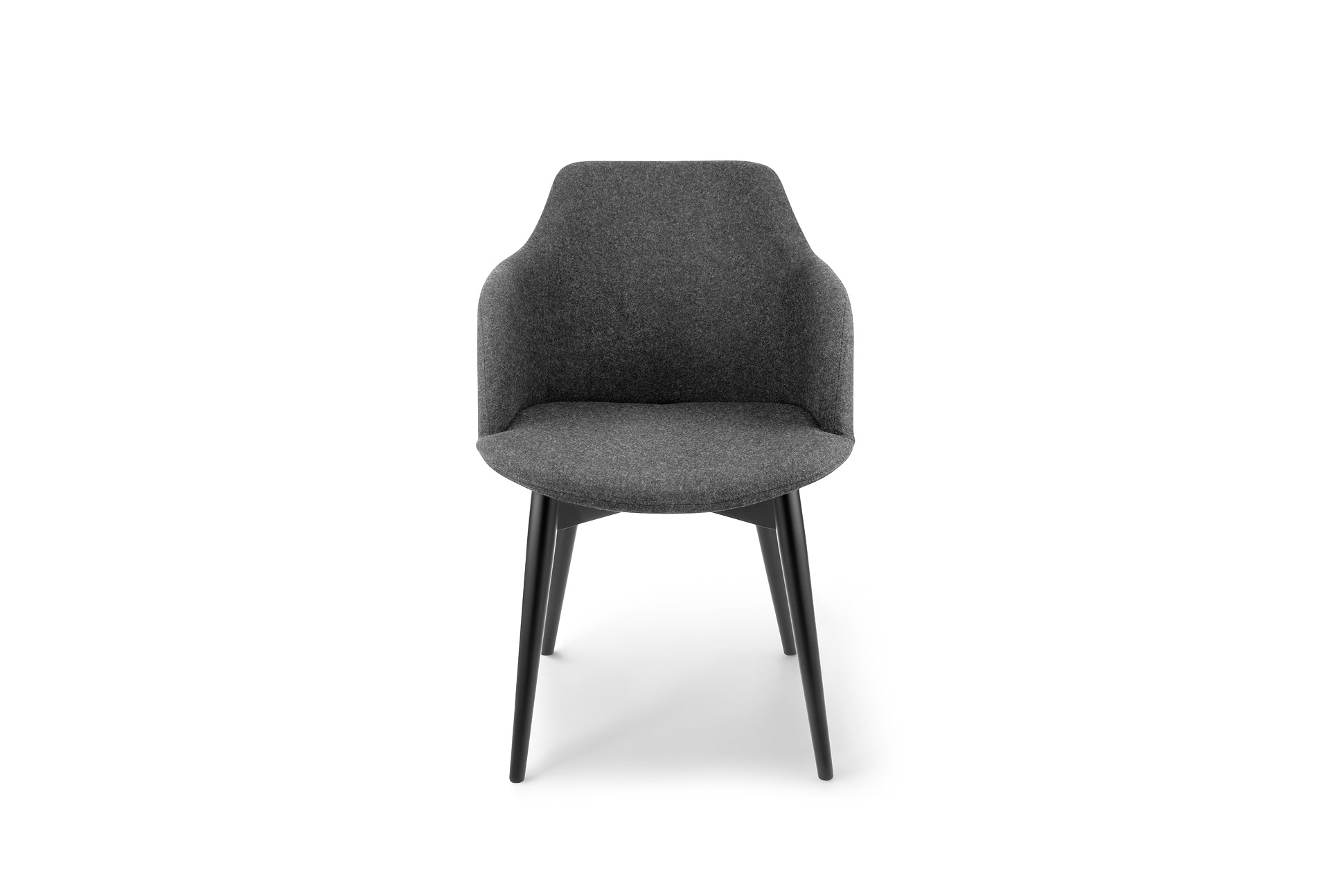 Healthcare Seating Alonzo Chair, front view, grey fabric
